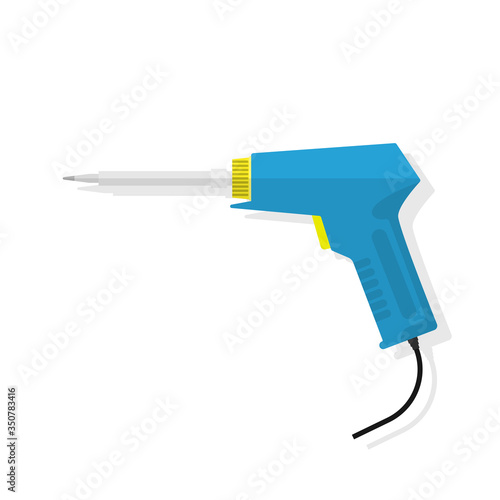Soldering iron flat vector design isolated on white background. electronic engineer or electrician tool.