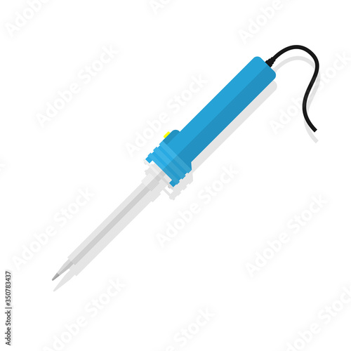 Soldering iron flat vector design isolated on white background. electronic engineer or electrician tool.