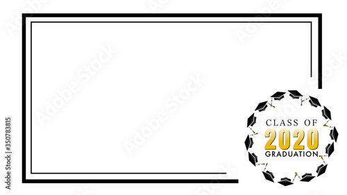 Frame Congratulations Class of 2020 Graduation logo simple. Template for graduation design.isolated on white background ,Vector illustration EPS 10