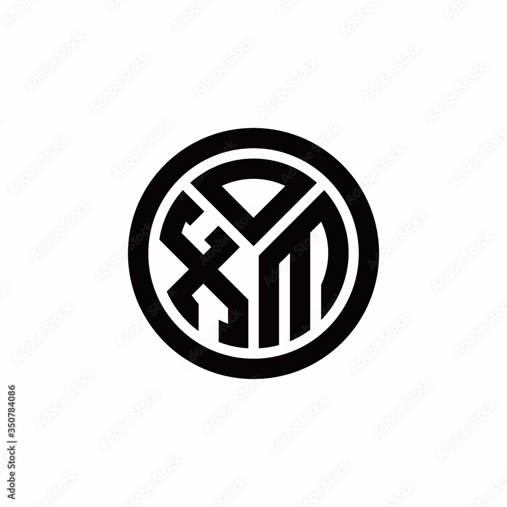 XM monogram logo with circle outline design template XM monogram logo with circle outline design template