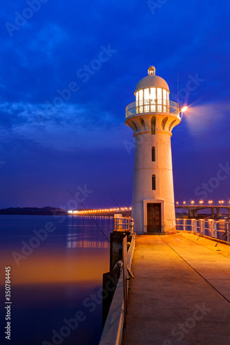 Historic Singapore Raffles Marina Lighthouse on Johor Straits