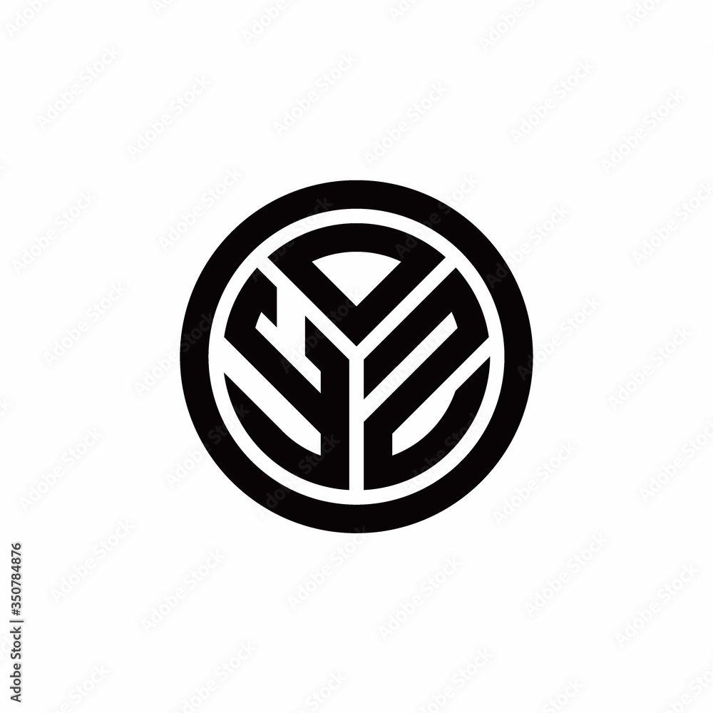 YZ monogram logo with circle outline design template YZ monogram logo with circle outline design template