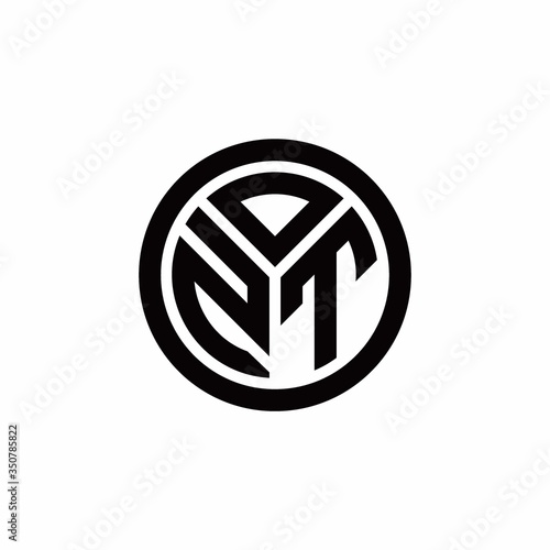 ZT monogram logo with circle outline design template