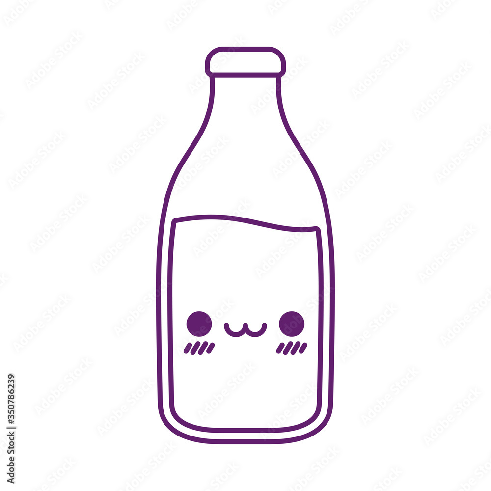 Kawaii milk bottle cartoon line style icon vector design Kawaii milk bottle cartoon line style icon vector design