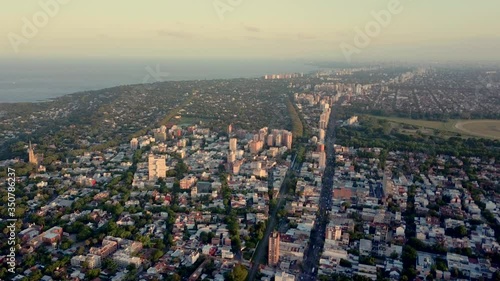 Wallpaper Mural Suburb, city with buildings and river shore drone Torontodigital.ca