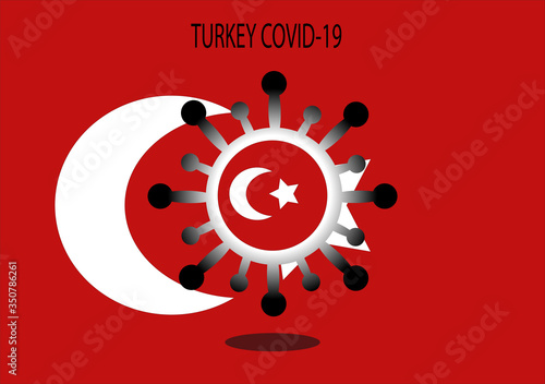 Flag with coronavirus graphics. Coronavirus symbol with a flag background. Pandemic Coronavirus 2019-nCov.