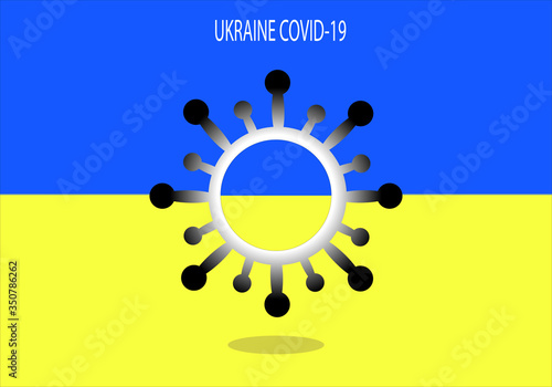 Flag with coronavirus graphics. Coronavirus symbol with a flag background. Pandemic Coronavirus 2019-nCov.