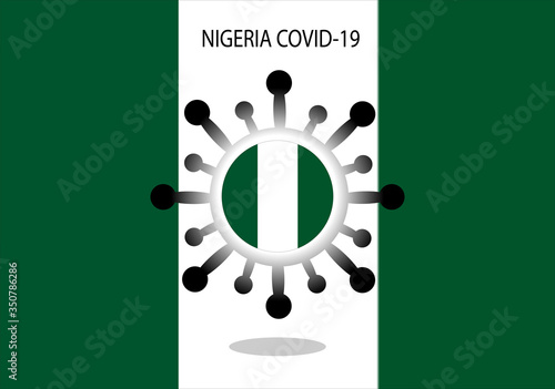 Flag with coronavirus graphics. Coronavirus symbol with a flag background. Pandemic Coronavirus 2019-nCov.