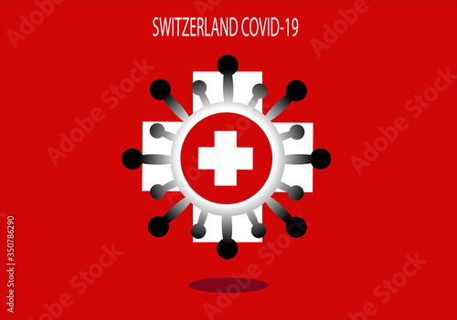 Flag with coronavirus graphics. Coronavirus symbol with a flag background. Pandemic Coronavirus 2019-nCov.