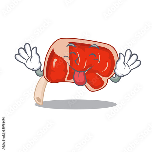 Funny prime rib cartoon design with tongue out face