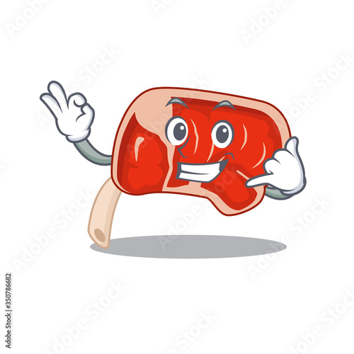 Caricature design of prime rib showing call me funny gesture