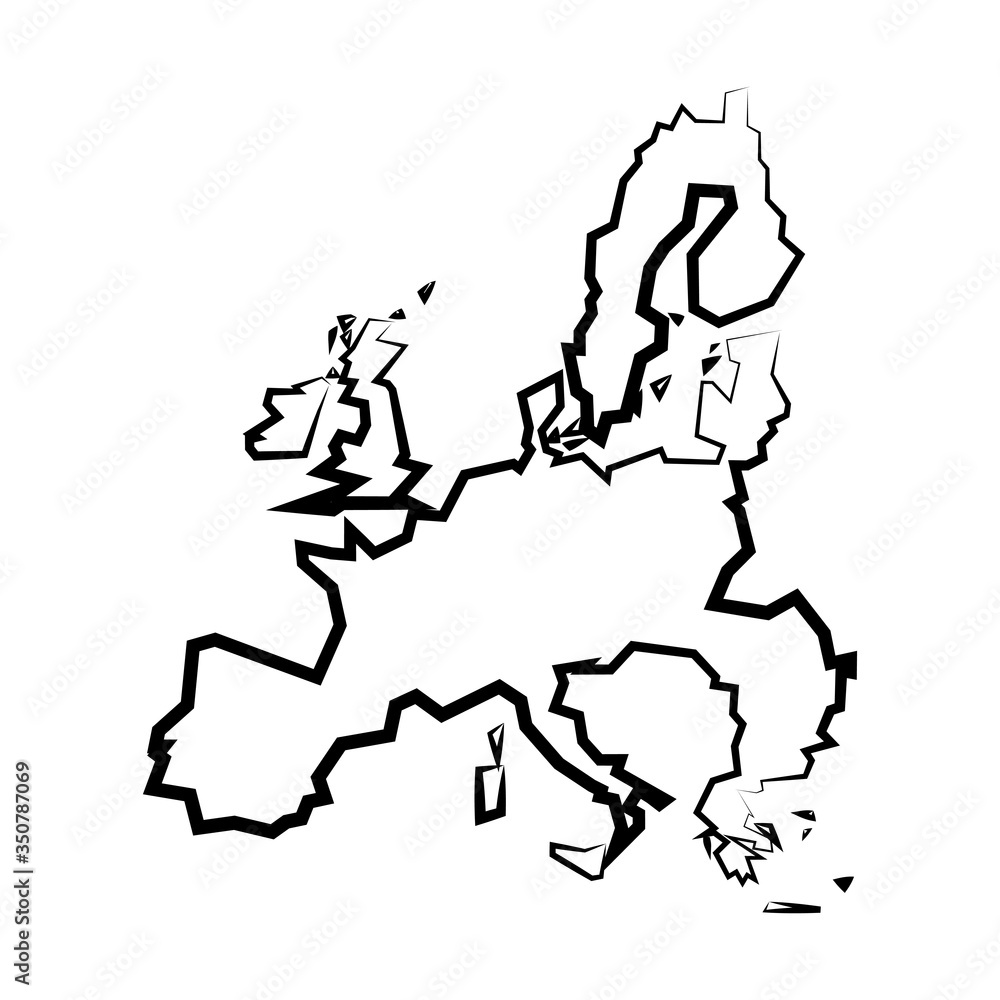 Europa kontur mapy. Ilustracja wektorowa. - obrazy, fototapety, plakaty 