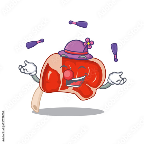 A prime rib cartoon design style succeed playing juggling