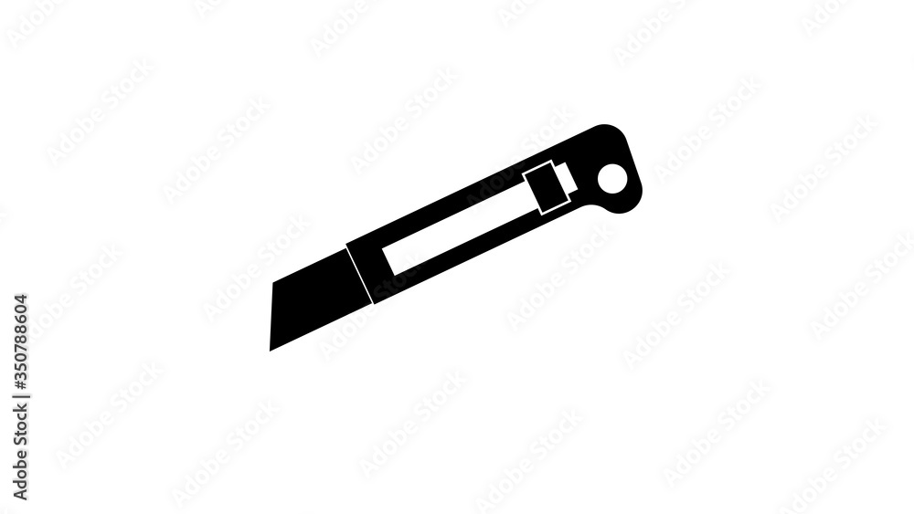 Cutter knife icon in single color. Office tool craft equipment Cutter knife icon in single color. Office tool craft equipment
