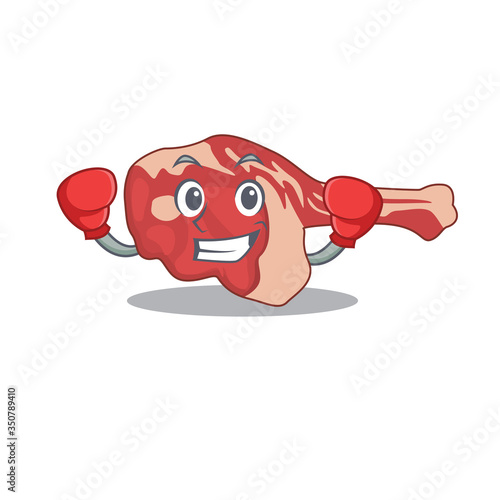 Mascot design of leg of lamb as a sporty boxing athlete