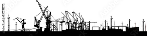 industrial port silhouette isolated on white background