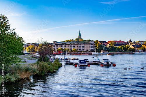 Photography Small Boats Parked by a Local Park next to the Sickla Canal in the Södra Hammarb