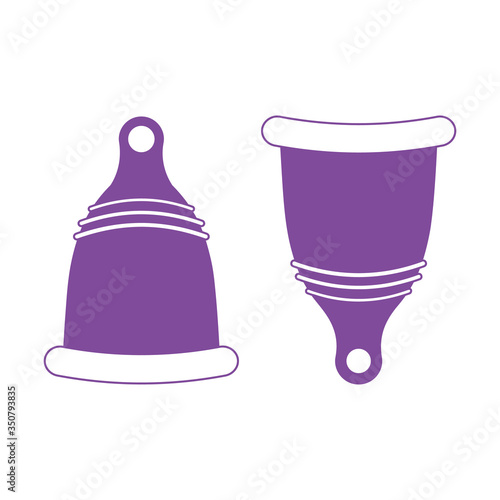 Menstrual cycle, sanitary cup, device for collecting blood. Menstruation feminine period. Use menstrual cup inside vagina.