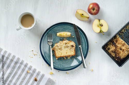 apple bread slice on kitchen table