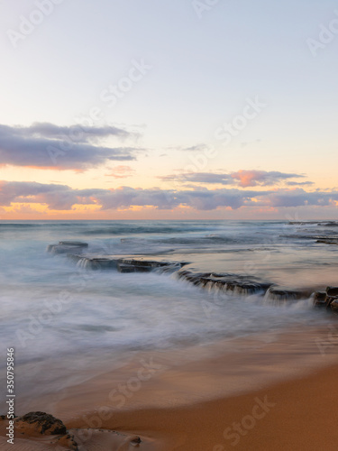 Cloudy morning seascape view at Turimetta Beach, Sydney, Australia.