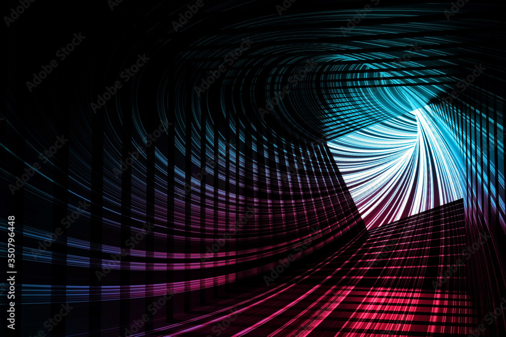 Fototapeta Abstract dark tunnel  background, twisted 3d structure