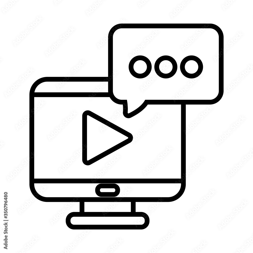 play inside computer and bubble line style icon vector design play inside computer and bubble line style icon vector design