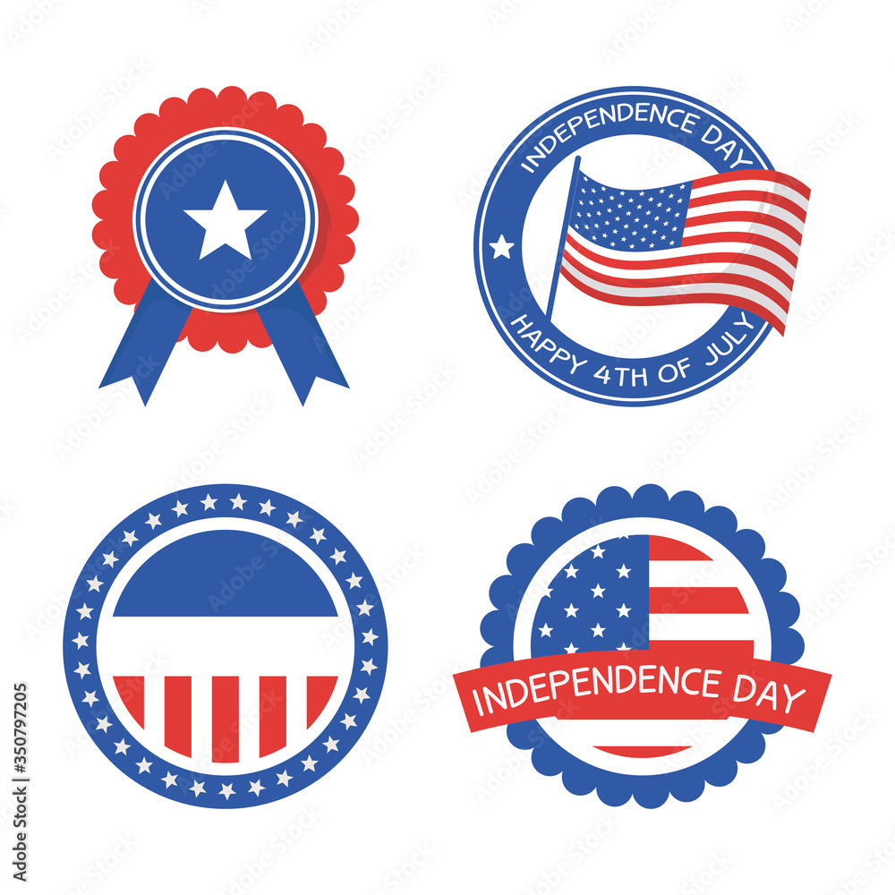 Independence day seal stamps set vector design Independence day seal stamps set vector design