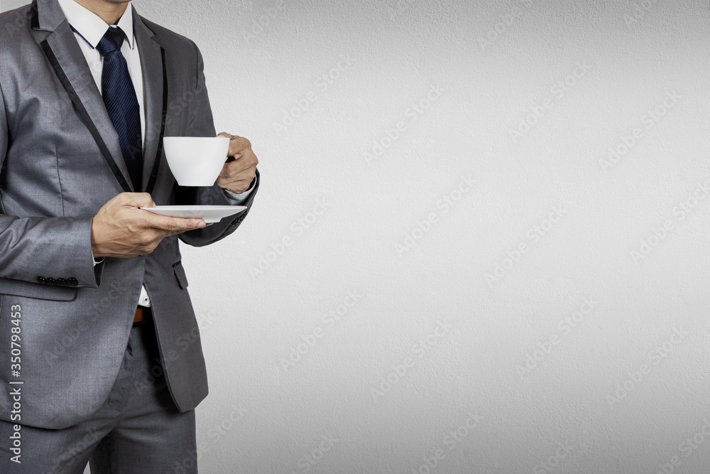 Businessman in suit on gray background.The boss have vision and leadership for strategy in business to success in market mechanism concept. Businessman in suit on gray background.The boss have vision and leadership for strategy in business to success in market mechanism concept.