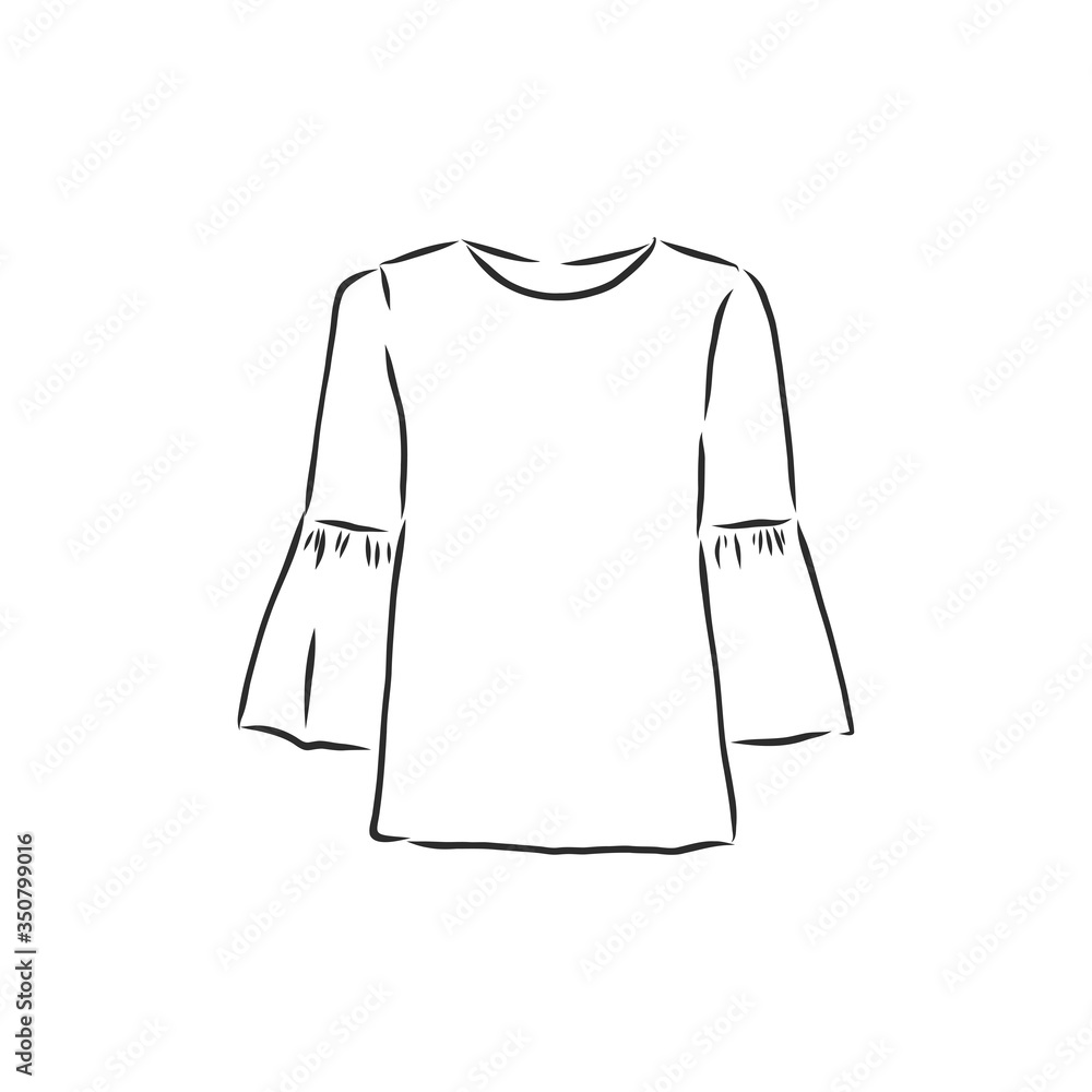 woman's shirt sketch. women's blouse, shirt, vector sketch illustration woman's shirt sketch. women's blouse, shirt, vector sketch illustration