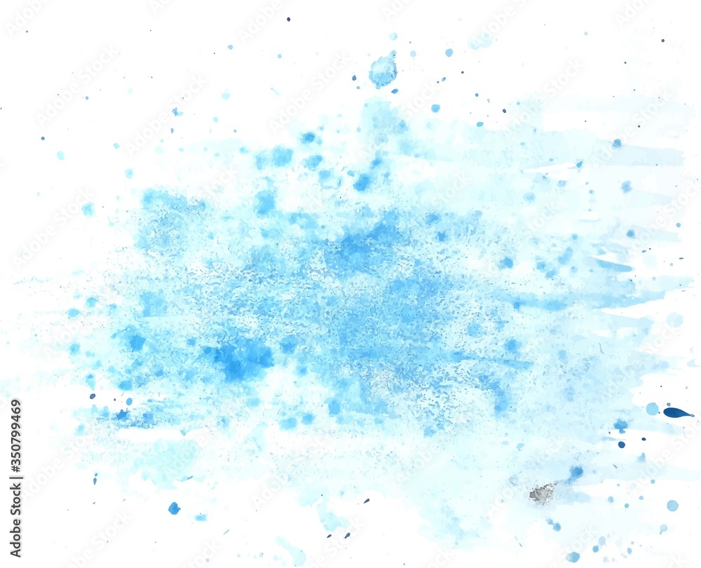 Vector watercolor spots of blue on a white background, stock illustration for design and decoration