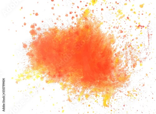 Vector watercolor stains of orange color on a white background  stock illustration for design and decoration