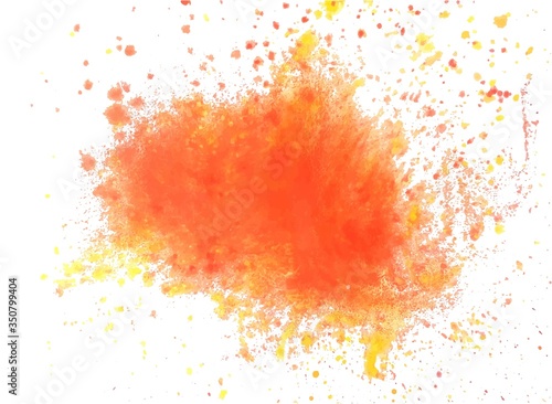 Vector watercolor stains of orange color on a white background, stock illustration for design and decoration