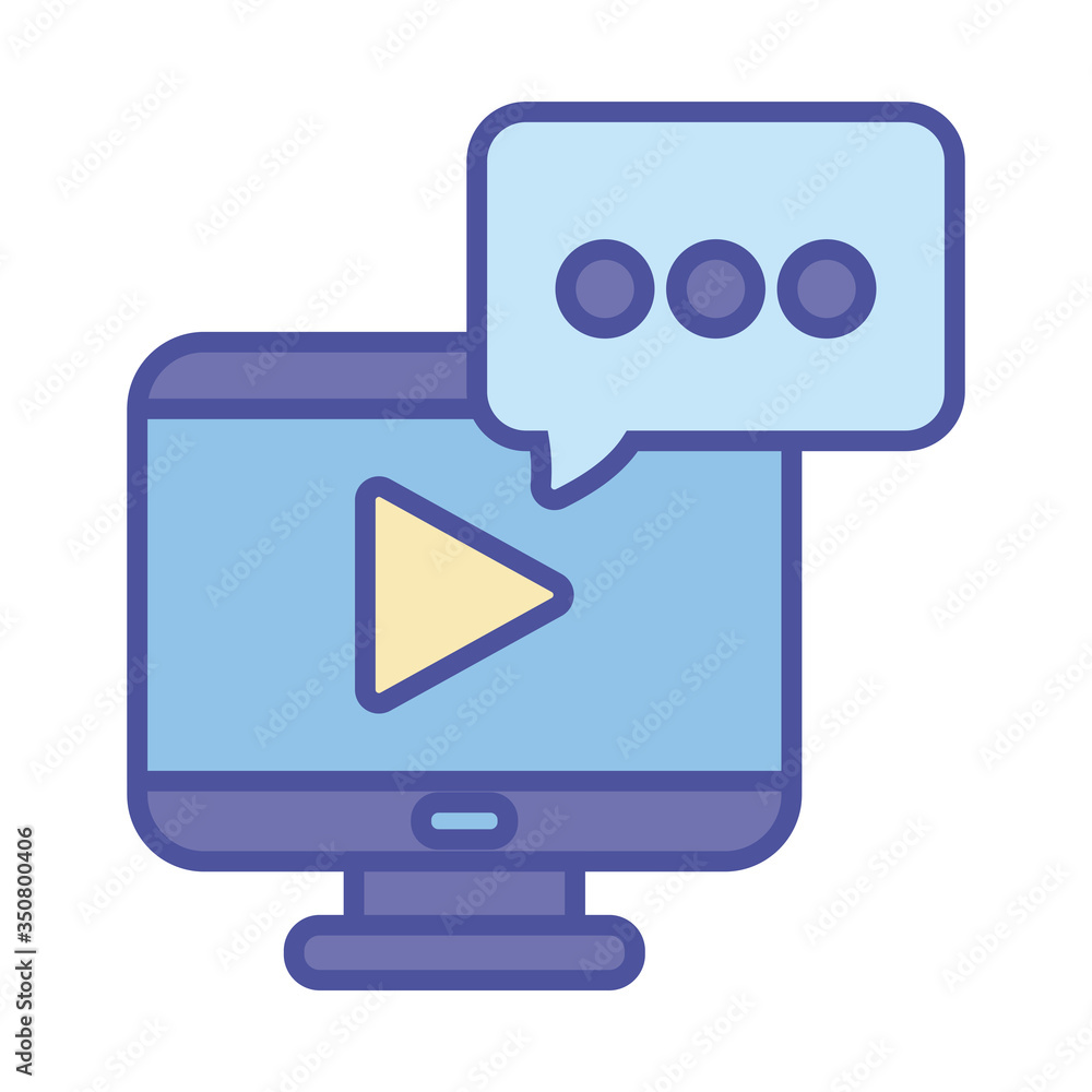 play inside computer and bubble line and fill style icon vector design play inside computer and bubble line and fill style icon vector design