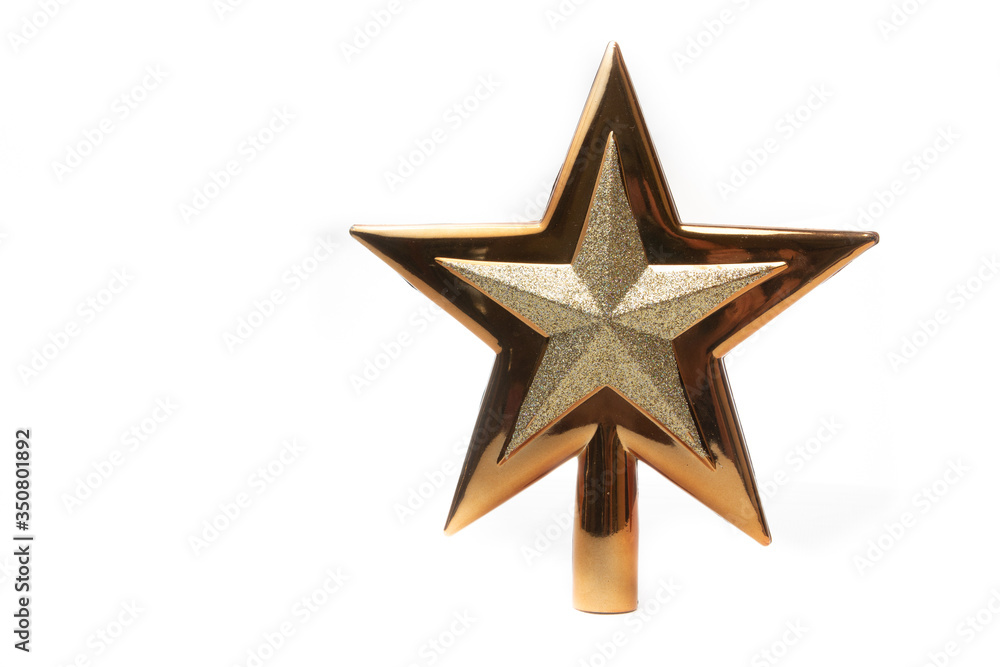 Golden star isolated on white background. Gold and bronze in color Golden star isolated on white background. Gold and bronze in color