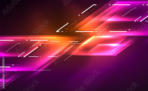 Dynamic neon shiny abstract background. Trendy abstract layout template for business or technology presentation, internet poster or web brochure cover, wallpaper