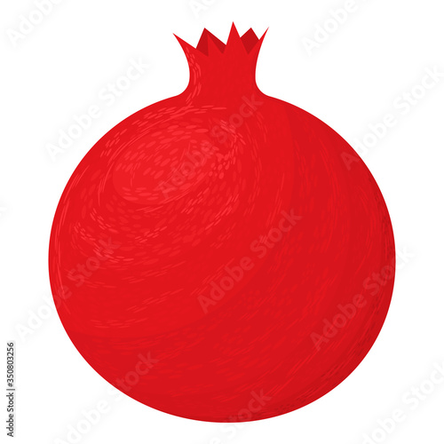 Fresh bright exotic whole pomegranate isolated on white background. Summer fruits for healthy lifestyle. Organic fruit. Cartoon style. Vector illustration for any design.