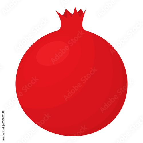 Fresh bright exotic whole pomegranate isolated on white background. Summer fruits for healthy lifestyle. Organic fruit. Cartoon style. Vector illustration for any design.