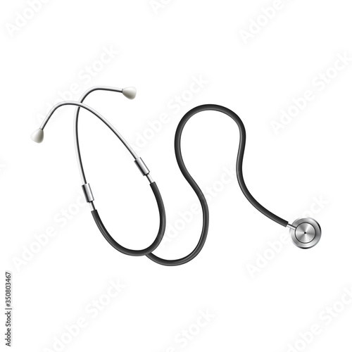 Medical stethoscope tool for health exam realistic vector illustration isolated.