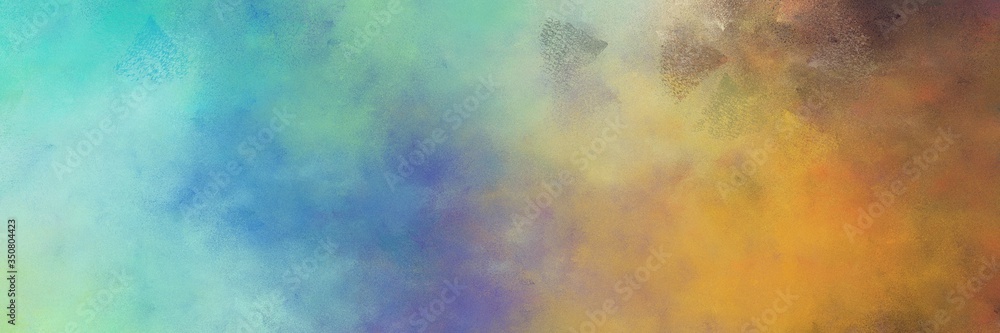 beautiful abstract painting background texture with dark sea green, medium aqua marine and sienna colors and space for text or image. can be used as horizontal background texture