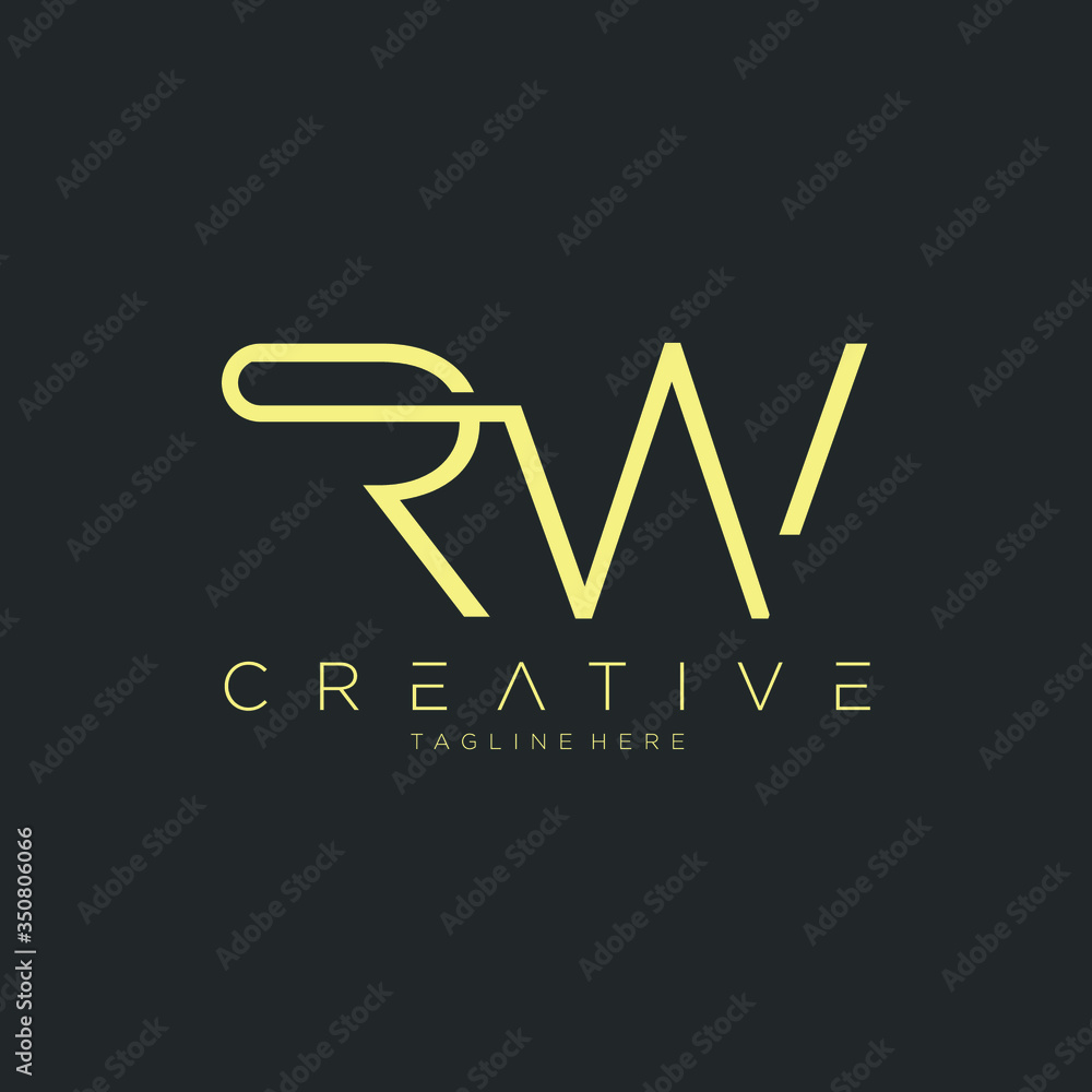 initial letter R W,Letter Simple Premium Logo Design template.
