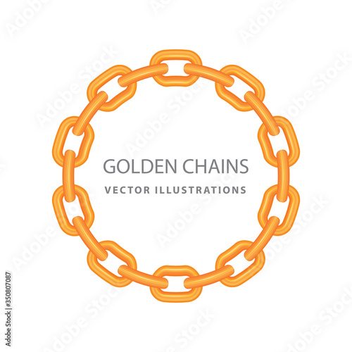 Golden chains.  Chains round frame vector illustration. Part of set.