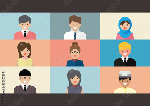 Video conference screen flat style