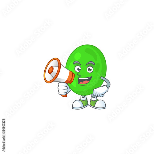 An image of cocci cartoon design style with a megaphone