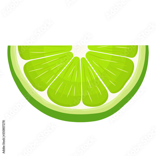 Fresh bright exotic cut slice lime fruit isolated on white background. Summer fruits for healthy lifestyle. Organic fruit. Cartoon style. Vector illustration for any design.