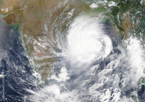 Cyclone Amphan heading towards India and Bangladesh in the Bay of Bengal in May 2020 - Elements of this image furnished by NASA