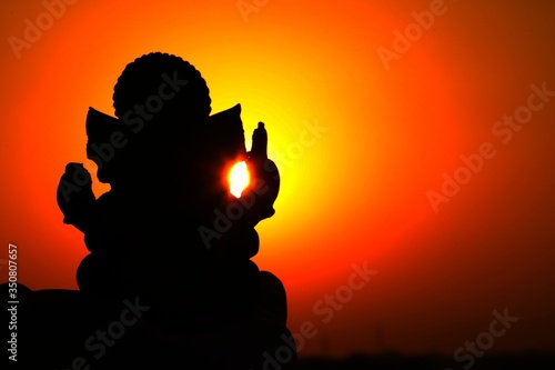 Statue of Ganesha, Statue of Shree Ganesha, Shadow of Statue, Lord Ganesha, Hindu Religion God, Nature, Sky