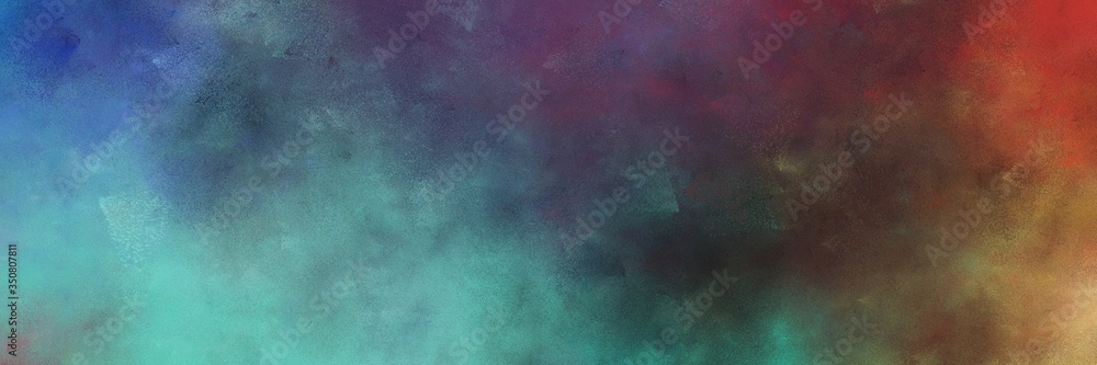 beautiful vintage abstract painted background with dark slate gray, medium aqua marine and moderate red colors and space for text or image. can be used as horizontal background texture