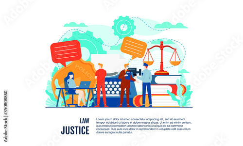 law and justice study and reporting news vector illustration concept template background can be use for presentation web banner UI UX landing page