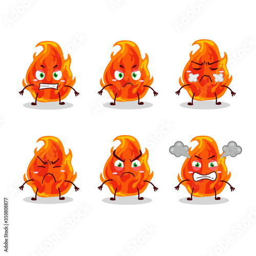 Fire cartoon character with various angry expressions
