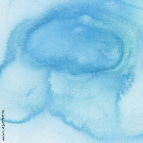 Watercolor abstract background, hand drawn texture. Blue nature colors.